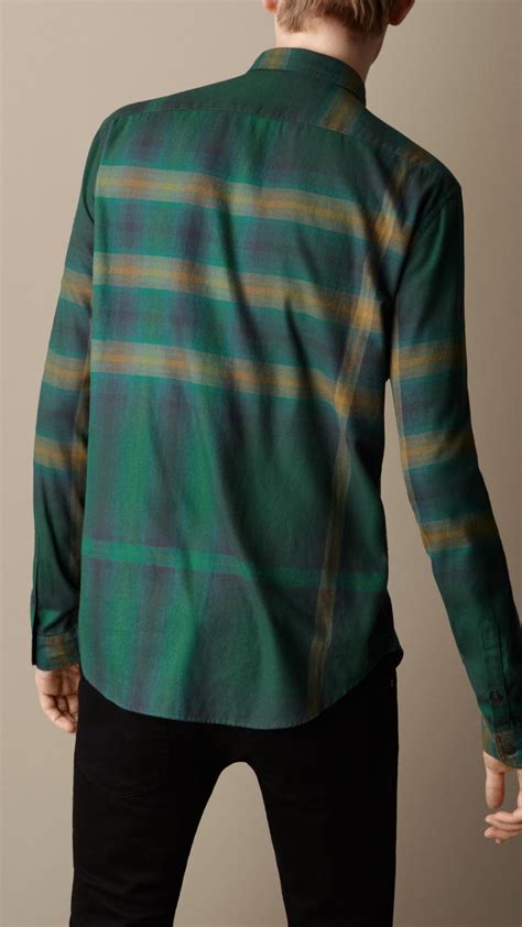 Burberrys Ombre Check Shirt, Logo Buttons, Size L, New Condition